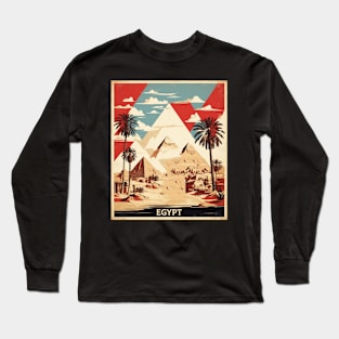 Egypt Pyramids of Giza Vintage Poster Tourism Long Sleeve T-Shirt